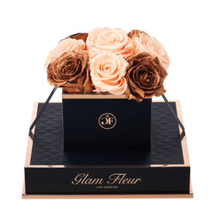 Noir Chic Metallic Copper and Peach Preserved Roses