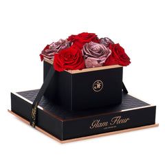 Noir Chic Metallic Vintage and Light Red Preserved Roses