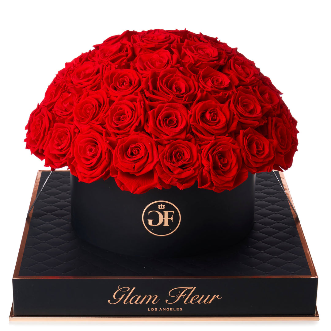 Grande Round Light Red Preserved Rose - Glam Fleur
