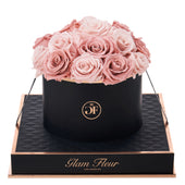 Noir Round Classic Pink and Blush Preserved Roses