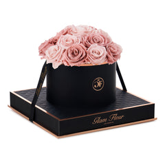 Noir Round Classic Pink and Blush Preserved Roses