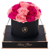 Noir Round Fuchsia and Light Pink Preserved Roses