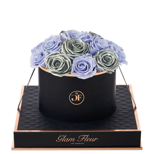 Noir Round Metallic Silver and Lavender