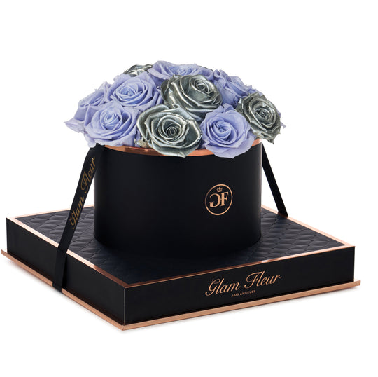 Noir Round Metallic Silver and Lavender