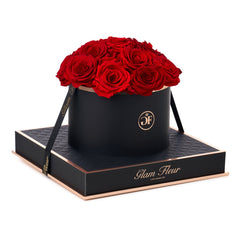 Noir Round Red Preserved Roses