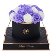Noir Round Violet and White Preserved Roses