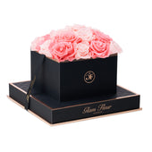 Noir Square Baby Pink and Light Pink Preserved Roses