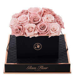 Noir Square Classic Pink and Blush Preserved Roses