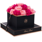 Noir Square Fuchsia and Light Pink Preserved Roses