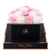 Noir Square Glow Pink and Glow White Preserved Roses