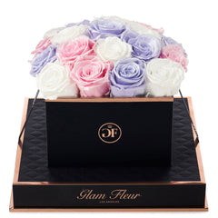 Noir Square Glow Tricolor Preserved Roses