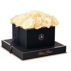 Noir Square Ivory and Creme Preserved Roses