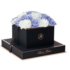 Noir Square Lavender and White Preserved Roses