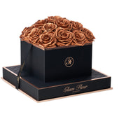Noir Square Metallic Copper Preserved Roses