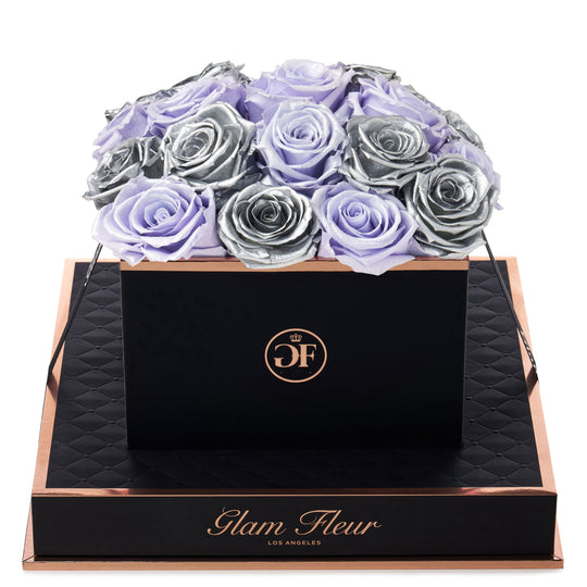 Noir Square Metallic Silver and Glow Lavender