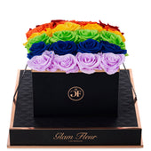 Noir Square Rainbow Ombre Preserved Roses