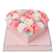 Rosé Heart Candy Rainbow Light Pink and White Preserved Roses