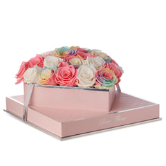 Rosé Heart Candy Rainbow Light Pink and White Preserved Roses