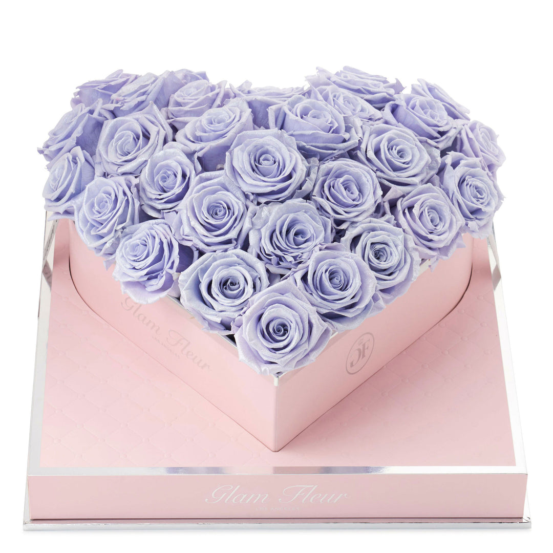 Glow Lavender Preserved Roses in Heart Box | Glam Fleur®