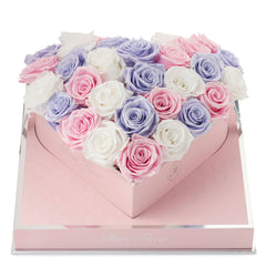 Glow Tricolor Heart Luxury Preserved Roses