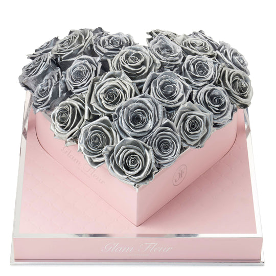 Rosé Heart Metallic Silver