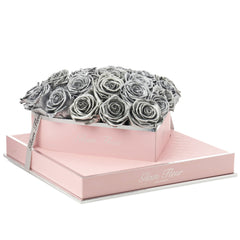 Rosé Heart Metallic Silver Preserved Roses