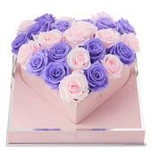 Rosé Heart Violet and Baby Pink Preserved Roses
