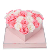 Rosé Heart White and Light Pink Preserved Roses