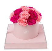 Rosé Round Fuchsia and Light Pink Preserved Roses