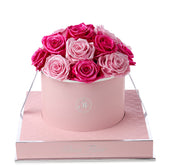 Rosé Round Glow Pink and Glow Winter Cherry Preserved Roses