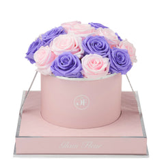 Rosé Round Violet and Baby Pink Preserved Roses