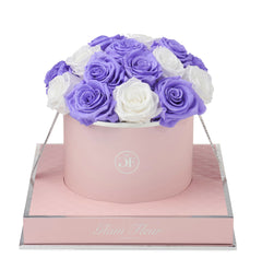 Rosé Round Violet and White Preserved Roses