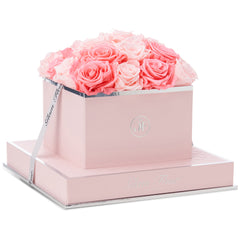 Rosé Square Baby Pink and Light Pink Preserved Roses