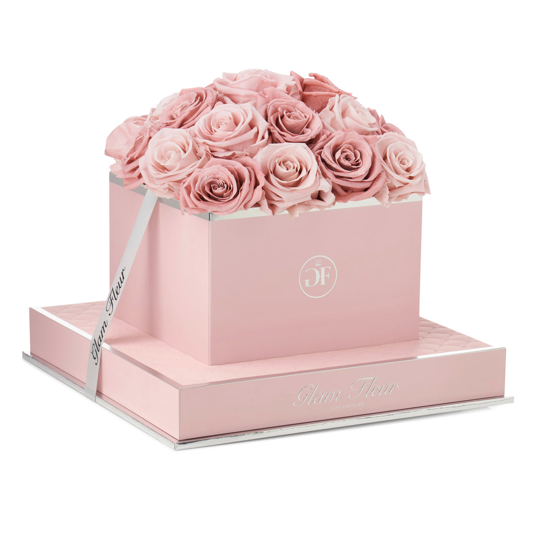 Rosé Square Classic Pink & Blush Preserved Rose - Glam Fleur
