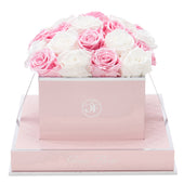 Rosé Square Glow Pink and Glow White Preserved Roses