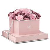 Rosé Square Glow Pink and Metallic Vintage Preserved Roses