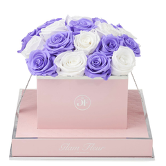 Rosé Square White and Violet Preserved Roses
