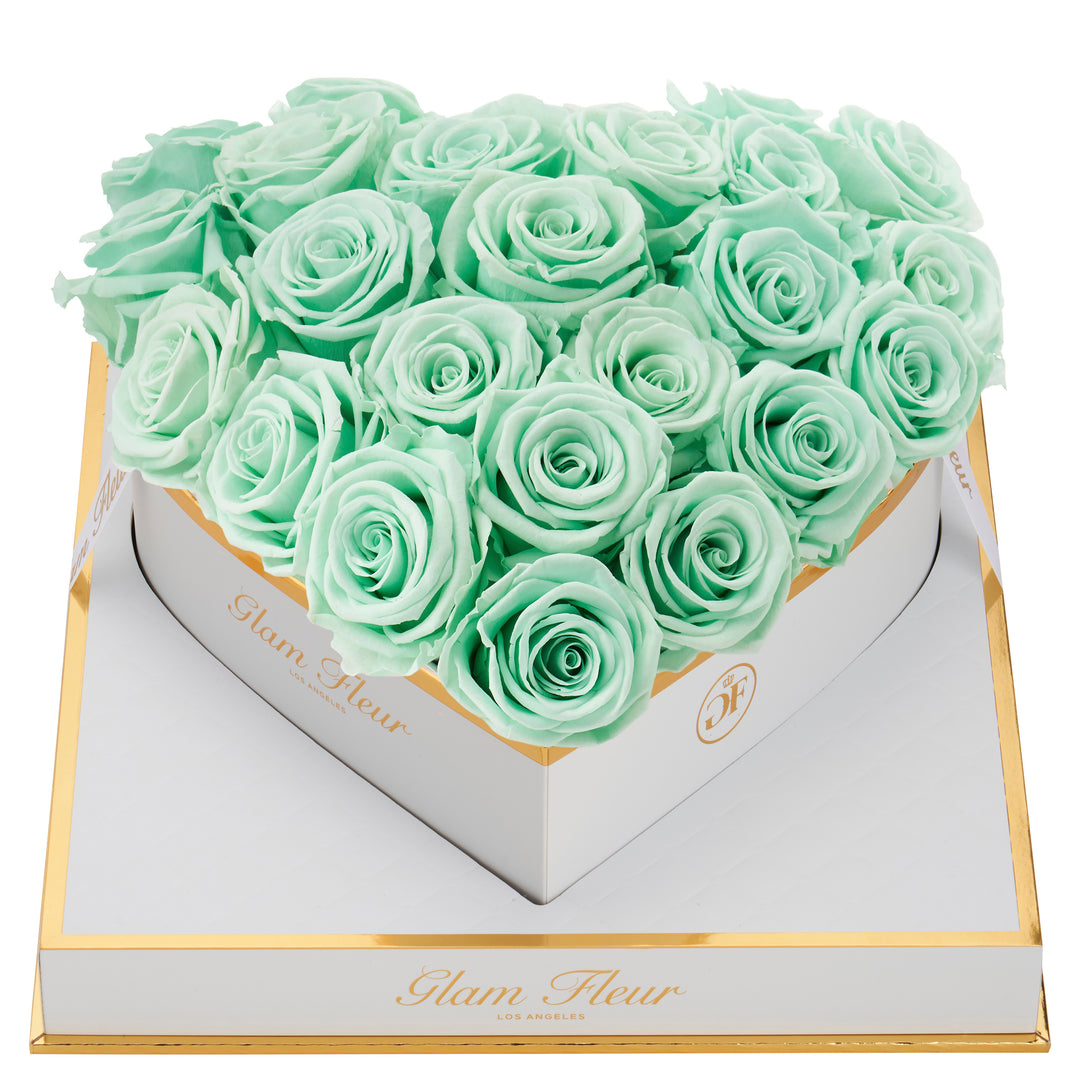 Blanche Heart Mint Preserved Rose - Glam Fleur